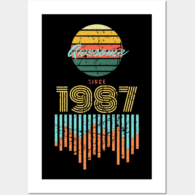 Awesome Since 1987 Vintage 33rd Birthday Wall Art by Just Me Store